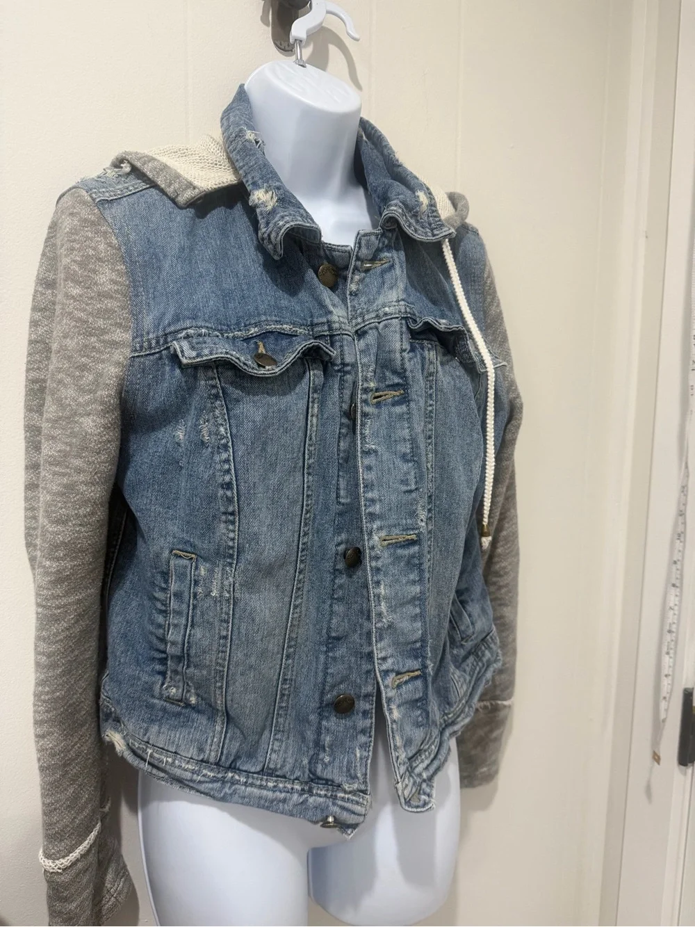 Free People Blue Denim Jacket with Gray Buttons - Picture 1 of 6